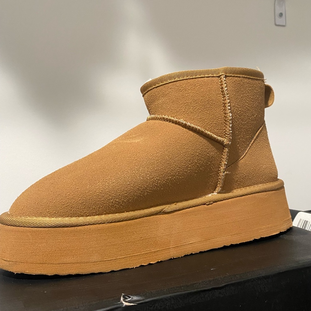 Tan Platform Ankle Boots